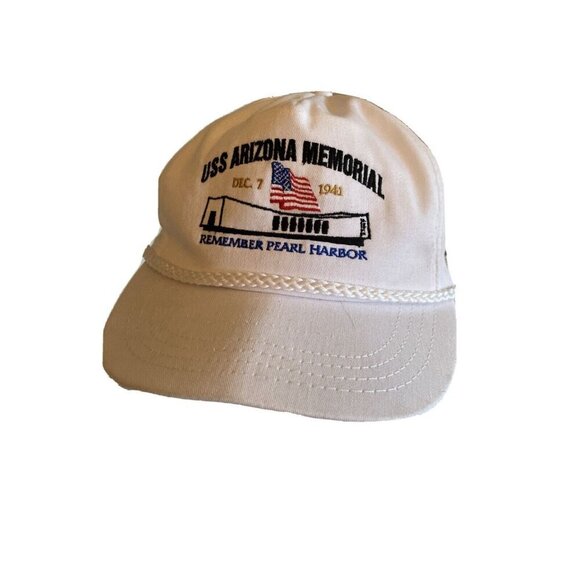 White USS Arizona Memorial Hat Made in USA Pearl Harbor Snapback Cap - Picture 1 of 9